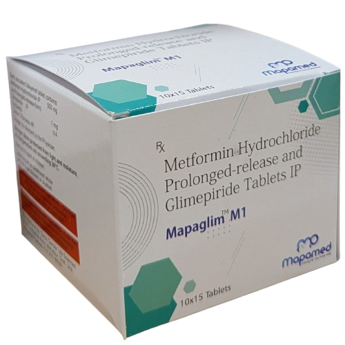 Mapaglim M1 - Metformin Hydrochloride (PR) 500mg & Glimepiride Tablets IP 1mg